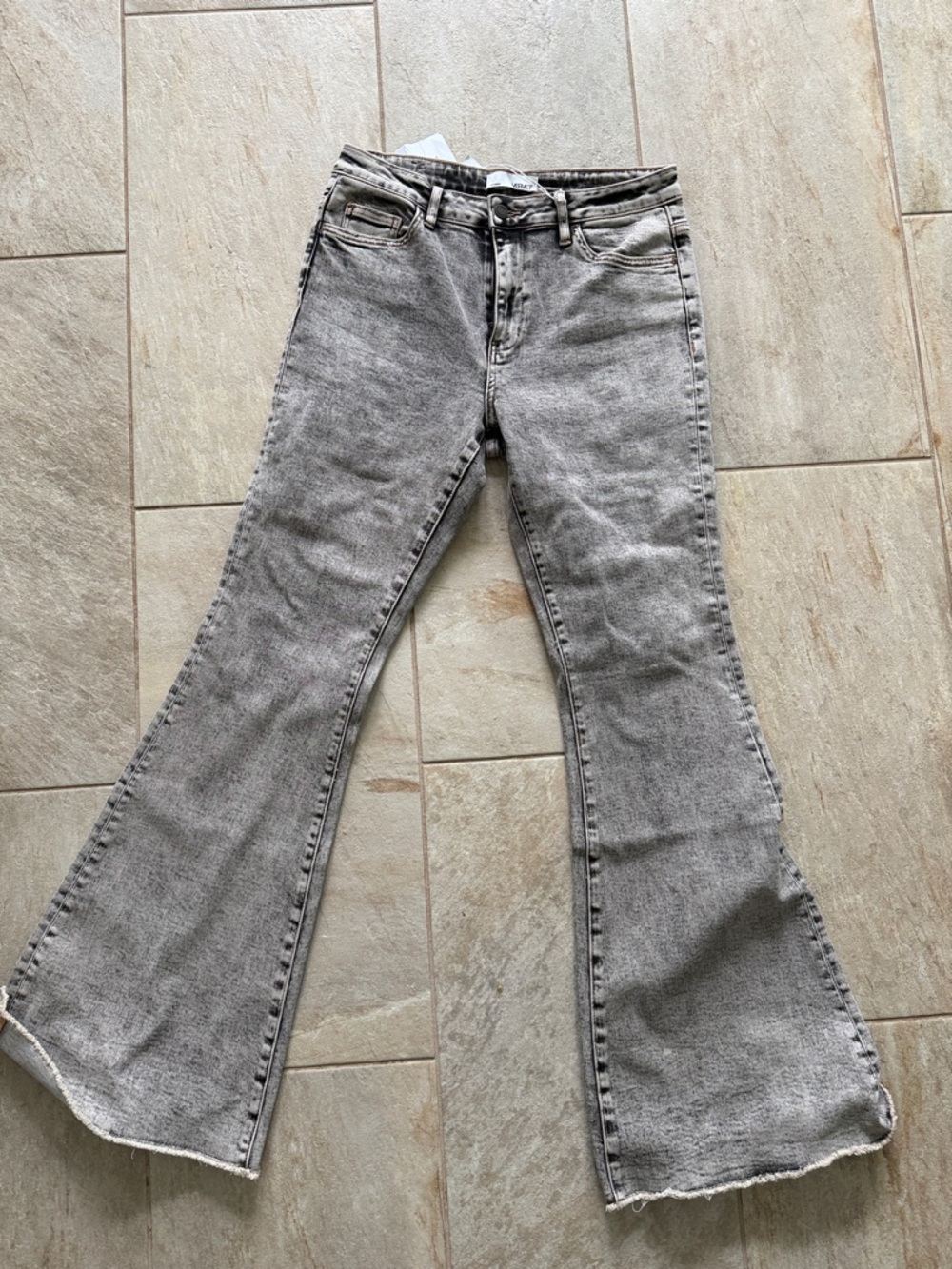 High-Rise Gray Flare Jeans for Women